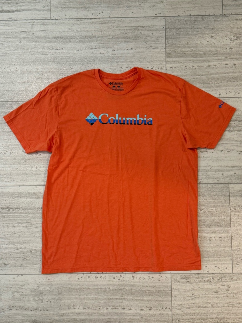 Columbia Men’s XXL Orange Logo T-Shirt Outdoor Casual Short Sleeve”
